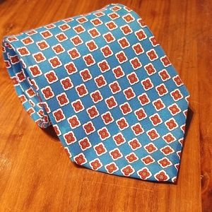Beautiful Blue Patterned Silk Tie By Embassy Row EUC
